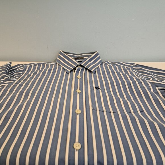 Abercrombie & Fitch Men's Small Muscle Fit Long Sleeve Button Down Striped Shirt - Picture 6 of 14